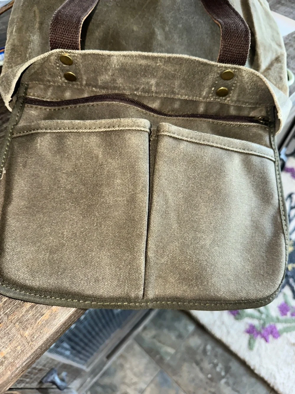 Canvas Tote Heavy 17”x17”x4” army Green